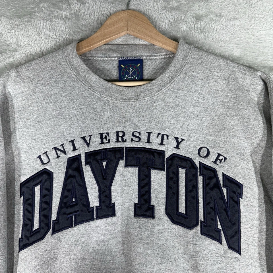 Sudadera De Colección Universidad de Dayton Para Hombre XL Gris Pullover Cuello Redondo Años 90 Universidad Foto 2 de 4