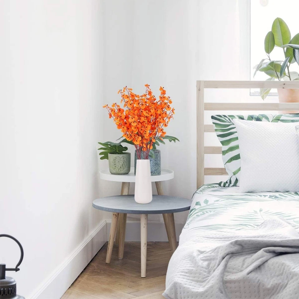 8 PIEZAS Imitación Naranja Orquídeas Tallo Largo para Boda Decoración del Hogar Foto 3 de 4