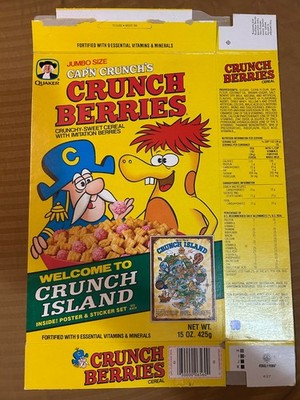 Cap'n Crunch Crunch Berries 1984 Cereal Box, Empty, Island Poster Offer