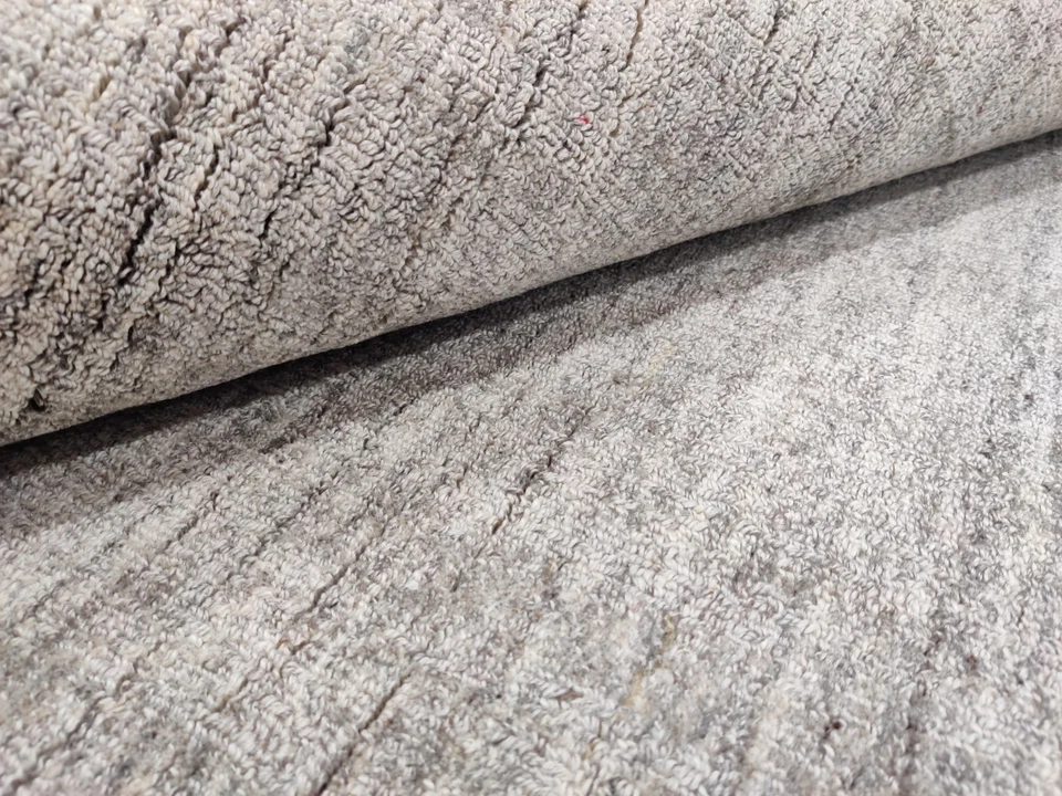 Alfombra hecha a mano con telar 4 x 6 pies 100 % lana beige liso cizalla 120x180 cm Foto 4 de 4