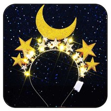 Light Up Star Headband Gold Christmas Headbands LED New Years Costume Women
