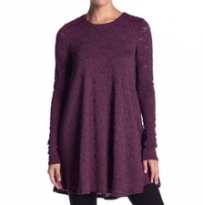 Show Me Your Mumu Tyler Tunic maroon wine purple lace overlay dress size Small