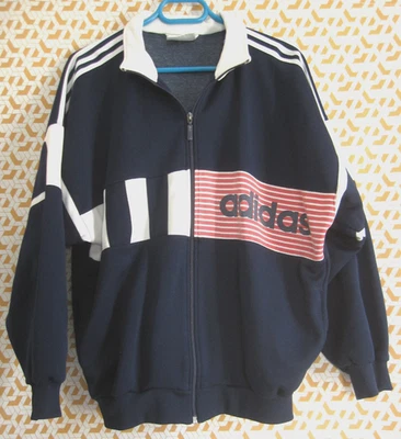 Veste Adidas 90'S Vintage Marine Blanc jacket Tracksuit Homme - 174 / M - Photo 1/4