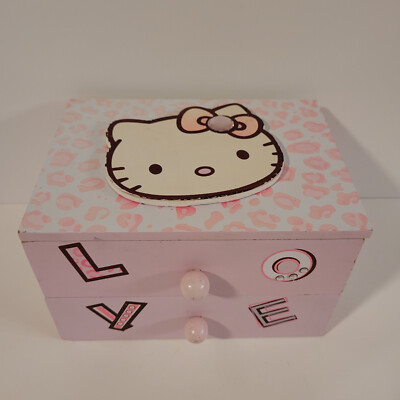 Hello Kitty Wood Wooden Trinket Leopard Jewelry Storage Box F.A.B Starpoint 2007