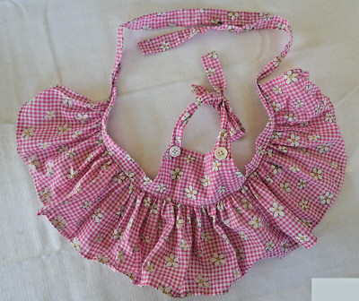 Build a Bear Pink and White Checked Daisy Print Pinafore Dress