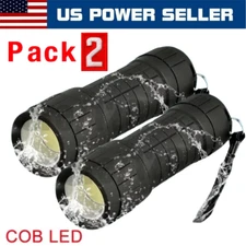 2 Pack Rechargeable LED Flashlight LED Torch Tactical USB Rechargeable & Battery