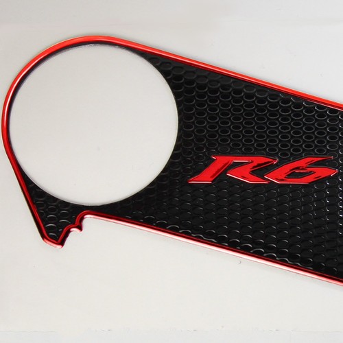 Cubierta de yugo de mango pegatina negra perforada para bicicletas 2006-16 YZF R6 rojo cromado - Imagen 4 de 4