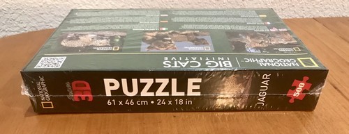✅NEW National Geographic Super 3D Puzzle 500 Piece Big Cats RARE Jaguar 24 x 18 - Picture 3 of 4