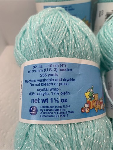 Coats Beehive Baby Yarn Vtg 4 Skeins Crystal Wrap Color Patons 3380 1.75 Oz 50 g - Picture 3 of 6