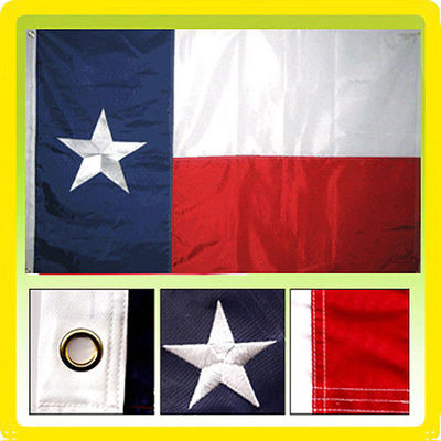 6x10 ft Embroidered Sewn Texas Nylon Flag 6'x10' Grommets DOUBLE SIDED (B4L)
