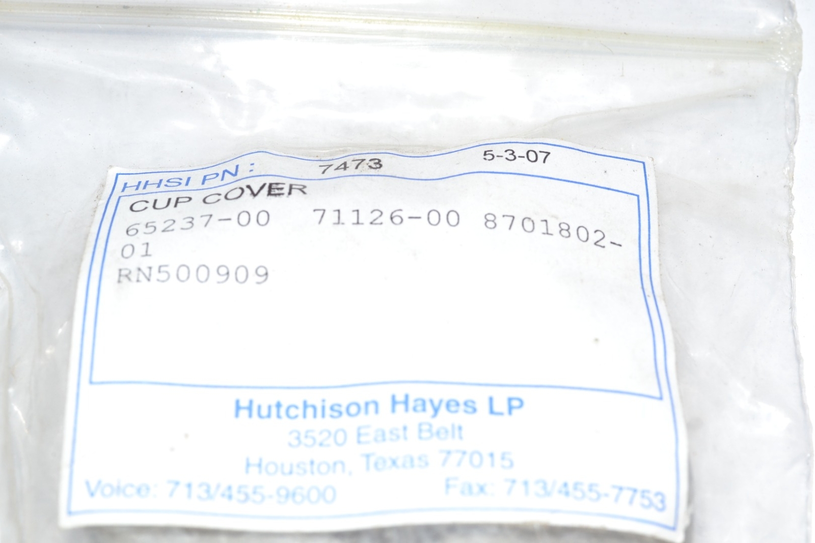 NEW HUTCHISON HAYES 65237-00 Cup Cover 71126-00