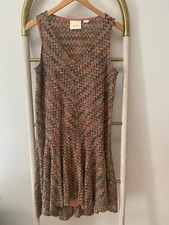 Maeve Multicolor Westwear Sleeveless Flare Knot Boho Chevron Lined Dress Sz S