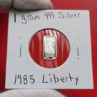 1985 Liberty Mint - 1 Gram .999 Fine Pure Silver Bullion Mini Art Bar Ingot