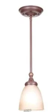 Bristol 1-Light Nutmeg Bronze Mini Pendant Tea-Stained Glass Shade kitchen