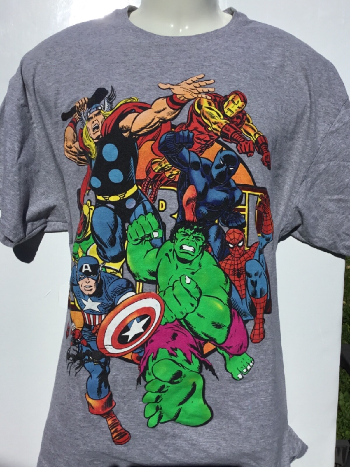 para hombre Marvel Comics Collage of Superheroes AVENGERS gris talla 2XL XXL | eBay