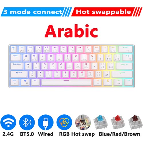 Wireless Mechanical Keyboard Tri-Mode BluetoothRGB Backlit 61 Key Gamer Keyboard - 第 16/35 張圖片