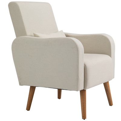 HOMCOM Nordic Leisure Lounge Sofa Accent Chair with Pillow for Bedroom Cream eBay