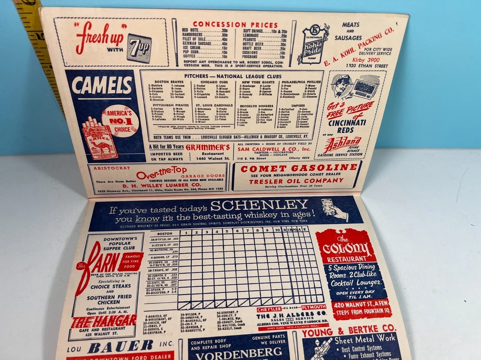 1952 Cincinnati Reds Baseball Program vs Braves Unscored HIGH GRADE!!🔥 - Image 2 of 4