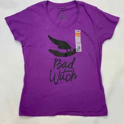 Bad Witch Halloween T-Shirt Imagin8 Woman's Medium Purple Holiday Shirt Top