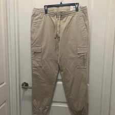 INC Khaki Regular Fit Stretch Cargo Pants, Jogger Style- Men’s Large