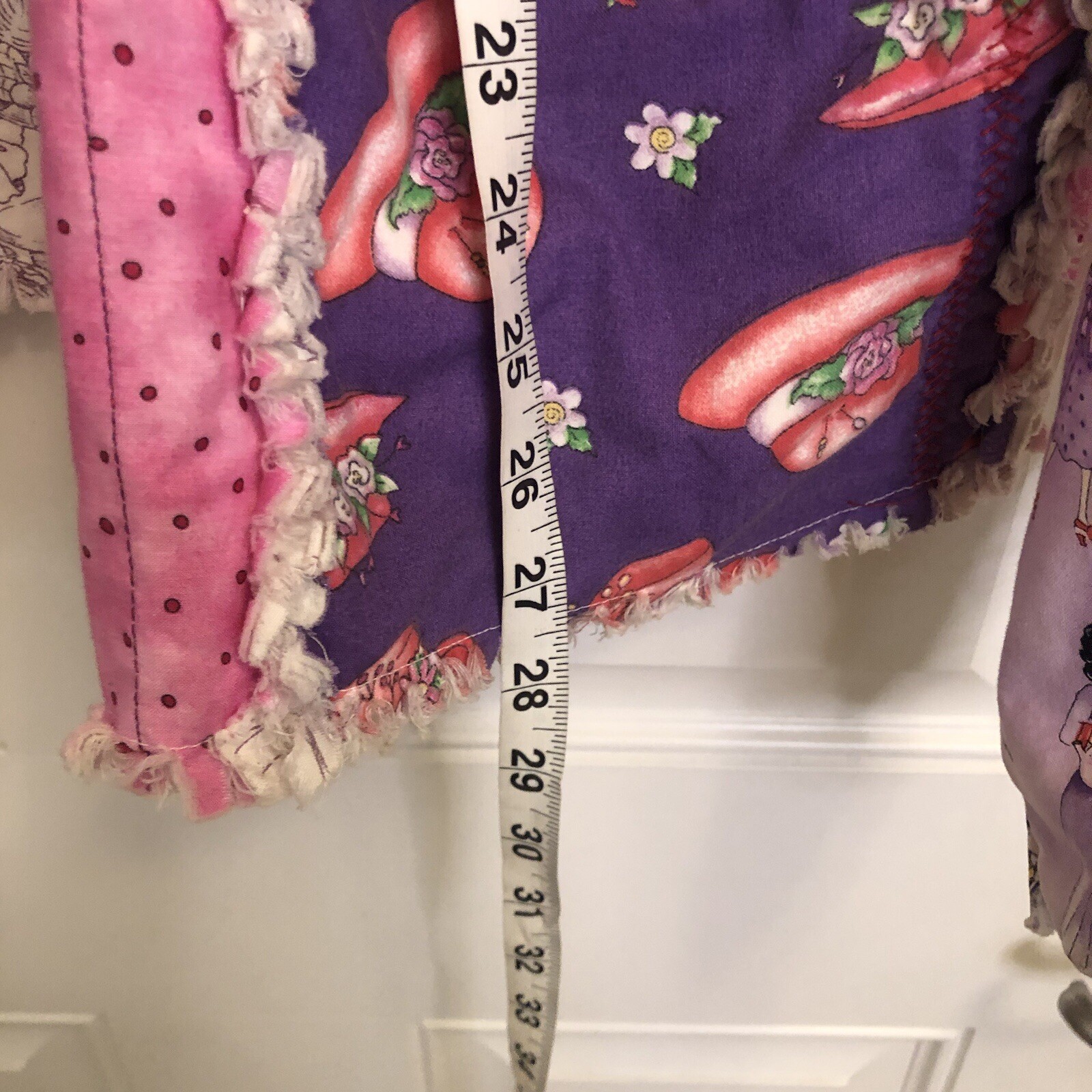 Handmade Quilted Patchwork Jacket Pink Purple Raw… - image 14