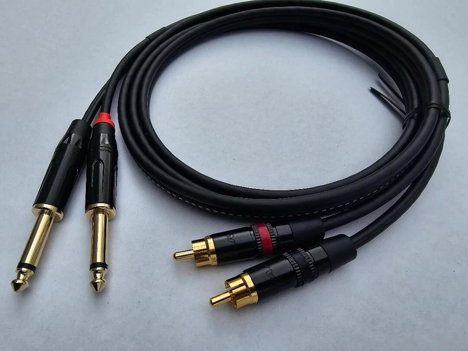 Mogami Dual Male TS 6.35mm 1/4" Phono Mono to 2×RCA Connector Audio Cable - Image 3 of 3