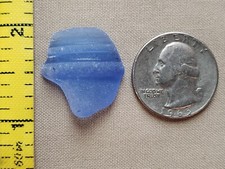 PURE BEACH SEA GLASS SURF TUMBLED CORNFLOWER LT BLUE NECK LIP FROSTED PENDANT R1