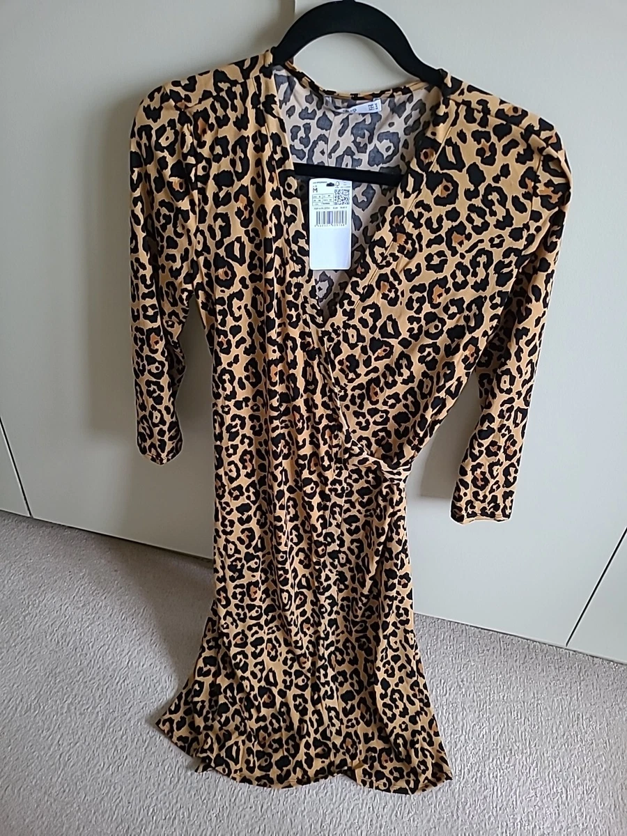 Mango leopard top wrap dress