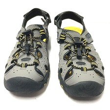 Khombu Boys Outdoor Whaterproof Hiking Sandal Grey Yellow Trim Size 3 Us