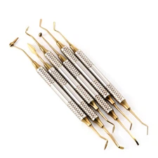 6pcs Dental Composite Filling Instrument Gold Titanium Coated Restorative Kit