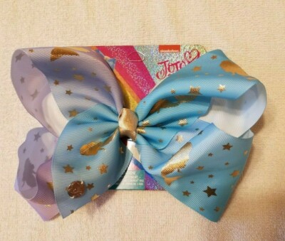 Jojo Siwa Large Hair Bow Beautiful Colors of Lavendar/Blue w/Gold Mermaids/Stars