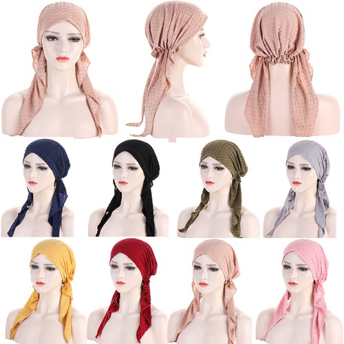 Muslim Women Turban Hijab Pre-tied Chemo Cap Hair Loss Hat Headscarf Wrap Cover. - Picture 2 of 18