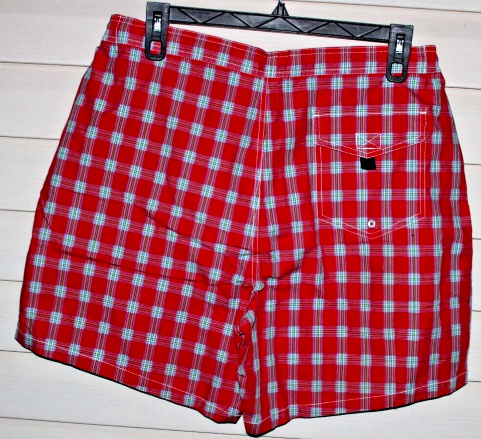 Tommy Hilfiger Años 90 Vintage Hombre Bañador/Pantalones Cortos Rojo Forrado a Cuadros Talla XL 38 Foto 3 de 3