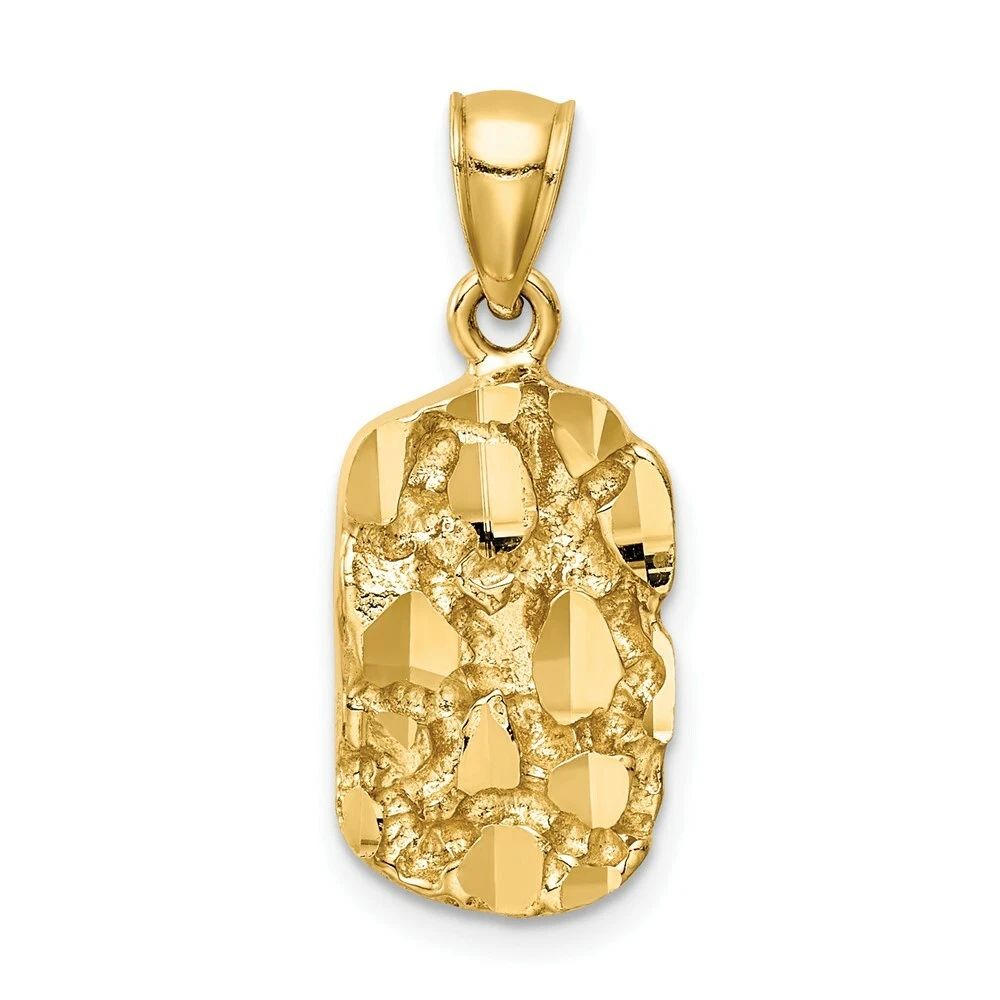 Mens 14K Yellow Gold Nugget Pendant eBay