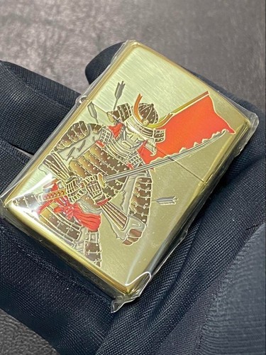 Zippo Samurai Gold Etching One Sided Processing Lighter Regular Japan - Picture 2 of 8
