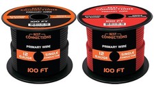12 Gauge Car Audio Primary Wire 100ft Red, Black Remote, Power/Ground Electrical