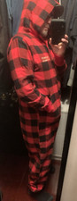 Makers Mark Bourbon Buffalo Plaid Union Suit PJ's 1/2 Zip Up SM/ MED Embroidered