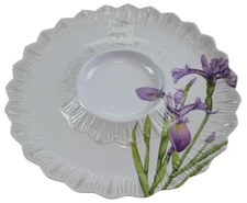 Shabby Chic Purple Iris White 14" Chips Veggie Serving Platter Tray Melamine NEW