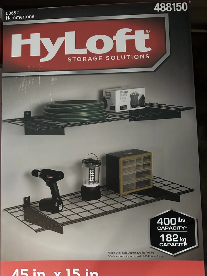 Garage Storage Shelves - Hyloft 2 Pack - Heavy Duty- Wall Mounted Wire Shelves