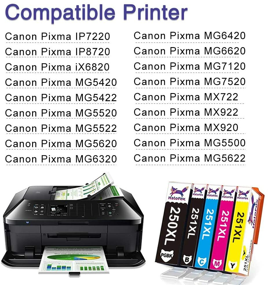 6PK New PGI250XL CLI251XL Ink For Canon Pixma MG5420 MG5520 MG6320 MX722 MX922 E - Foto 3