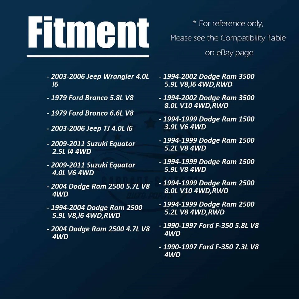 U-образные соединения переднего вала 2 шт для 1994-1999 Dodge Ram 2500 8,0 л полный привод полный привод - Изображение 2 из 4