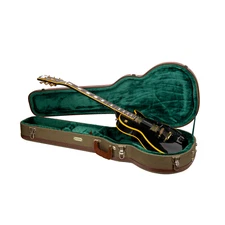 Crossrock Master Series-Wooden Les Paul Electric Guitar Case-Olive Green Tweed
