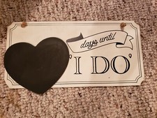 Days Until "I DO" Wedding Hanging Plaque with Chalkboard Heart