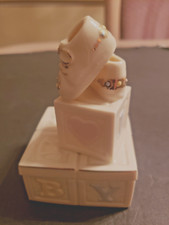 Lenox Precious Steps Baby Blocks With Shoes Keepsake Trinket Box 4.5  H