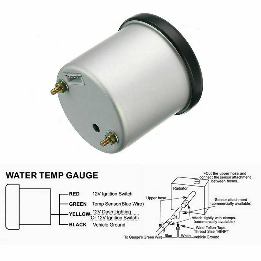 Medidor Universal de Temperatura del Agua Medidor de Coche Fahrenheit 7 Colores LED 2"52mm Foto 3 de 4
