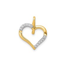 14k Yellow Gold Open Heart Pendant Cubic Zirconia Charm Necklace for Women
