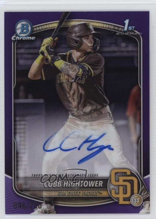 2025 Bowman Chrome Prospect Purple Refractor /250 Cobb Hightower #CPA-CHI Auto