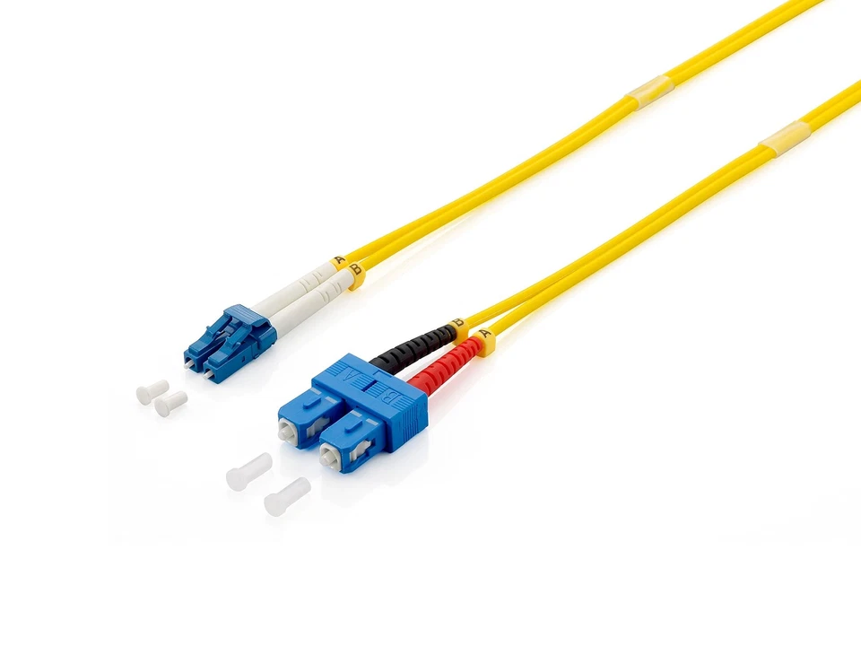 Equip Fibre Optic Cable (LC->SC 10.00m Singlemode Duplex OS2 Yellow Polybag) - Photo 1/1