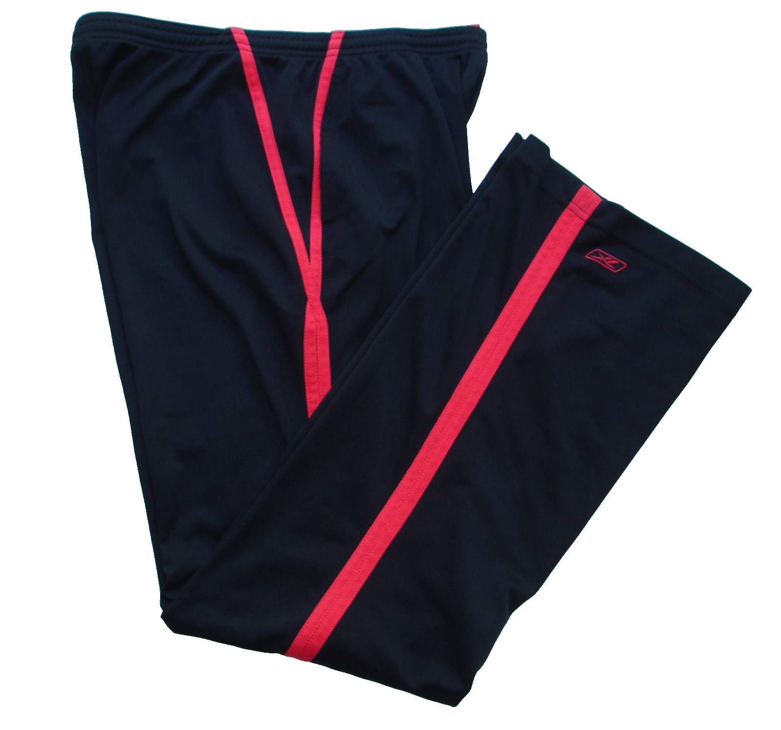 Reebok Unlined Women's Track Pants Black Red Stripe US S UK 10 Yoga Running 