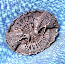 Harley Davidson Eagles Wheel Belt Buckle Motorcycle Biker Vtg 70s RaintreeNOX147